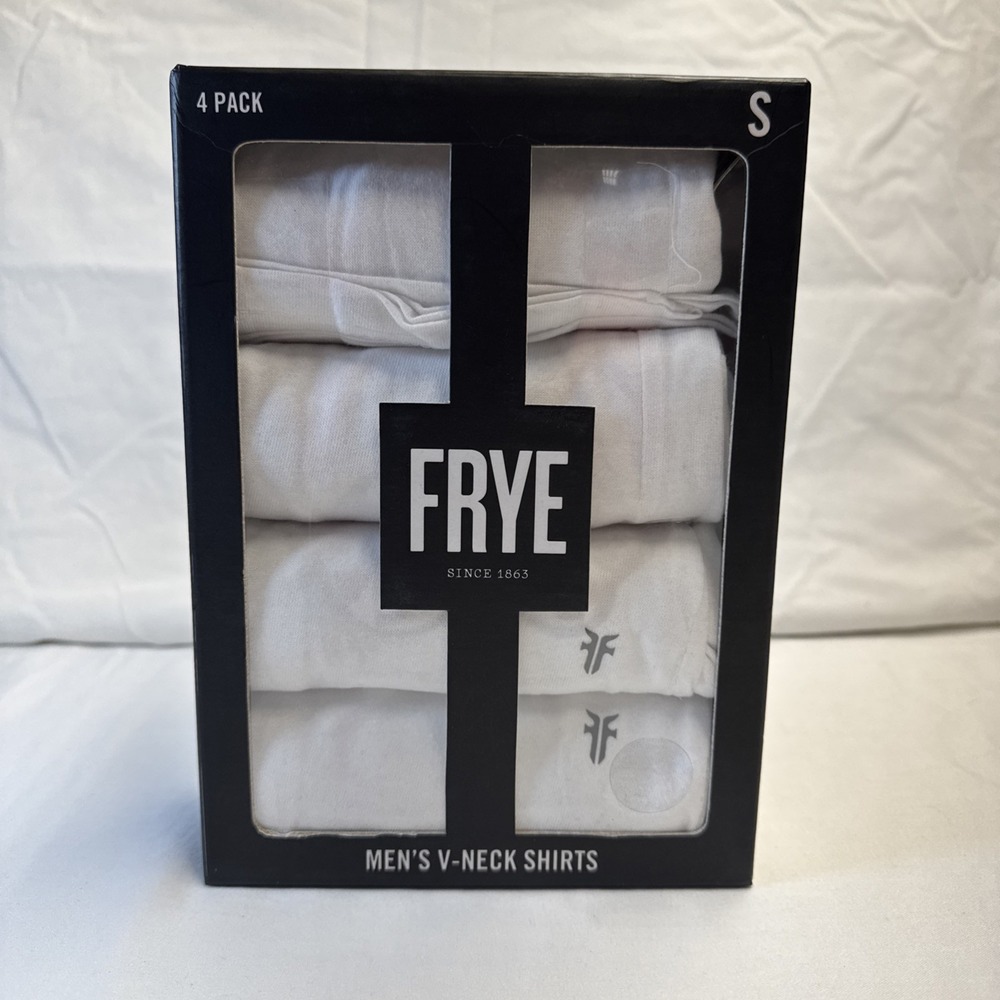 Frye Crew Neck T-Shirt 4 Pack Men's Small White Short Sleeve Undershirts Tee